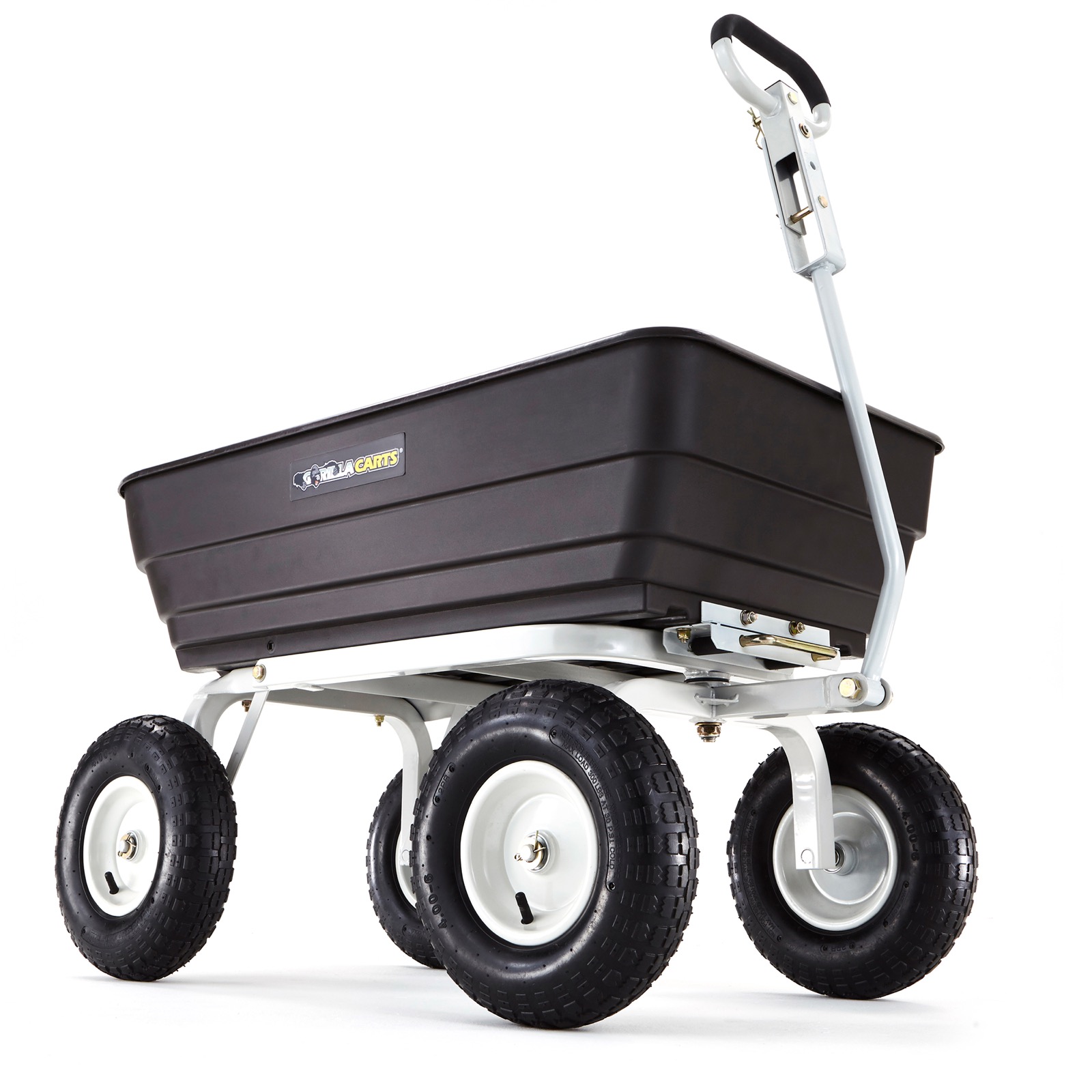 Gorilla Carts Poly Garden Dump Cart with 2-in-1 Convertible Handle 1000-lbs Black Capacity 